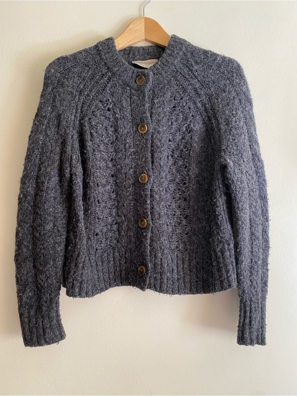 Cozy Everlane Cable Knit Sweater Cardigan - Charcoal